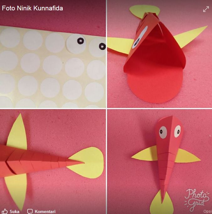 Menempel Gambar Ikan Dengan Kertas Origami